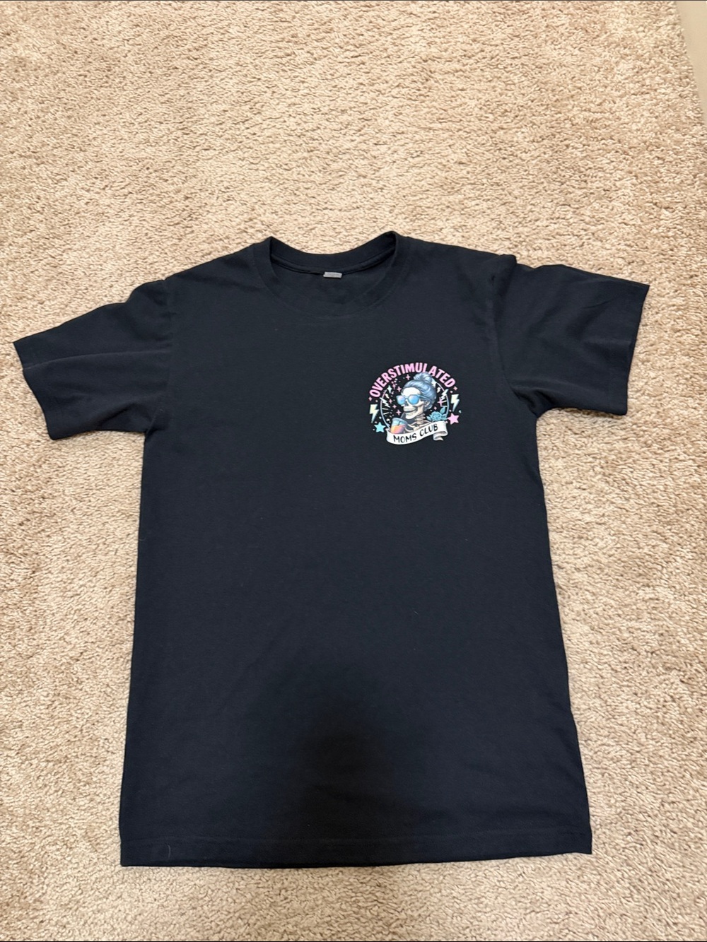 Black Graphic Tee with Colorful Front Print